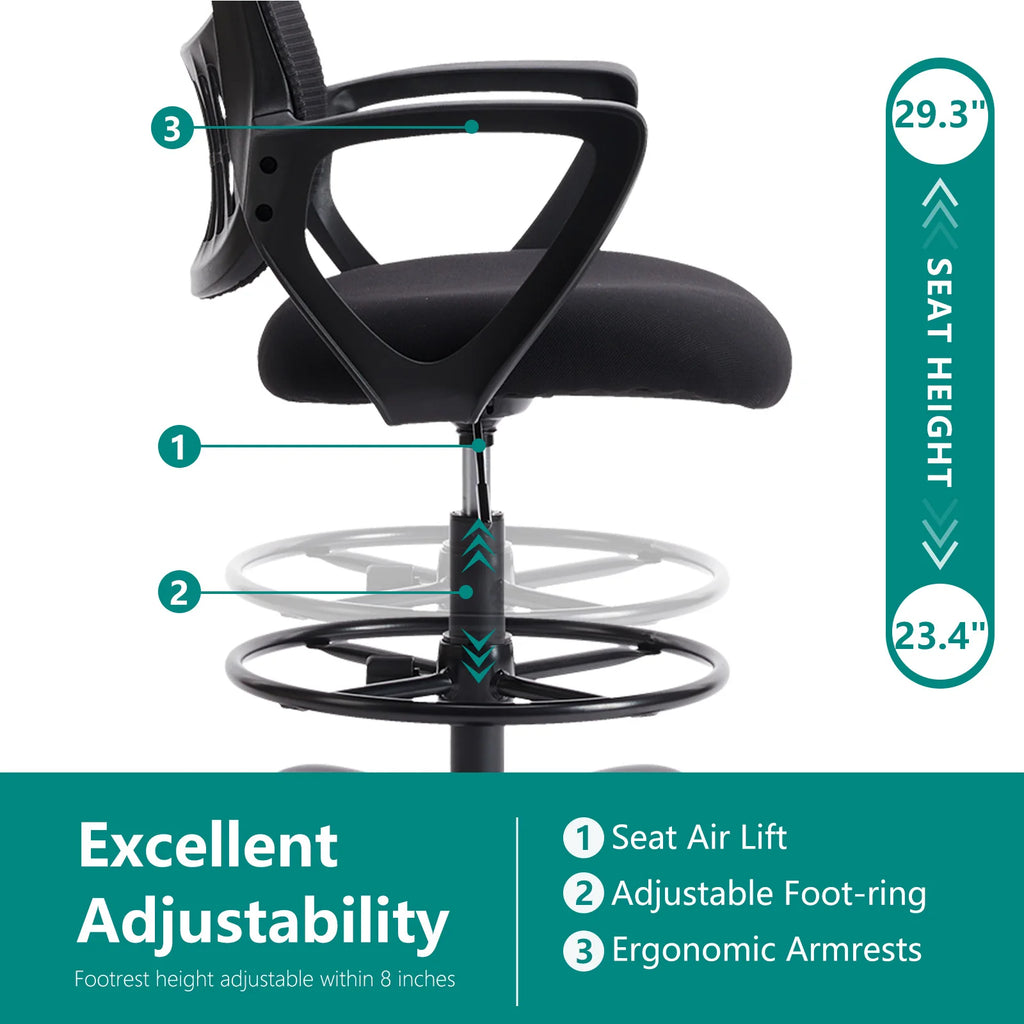 Ergonomic Mesh Backrest Office Desk Chair Adjustable Height Computer Rolling Work Swivel Gaming Chairs With Wheels For Home
