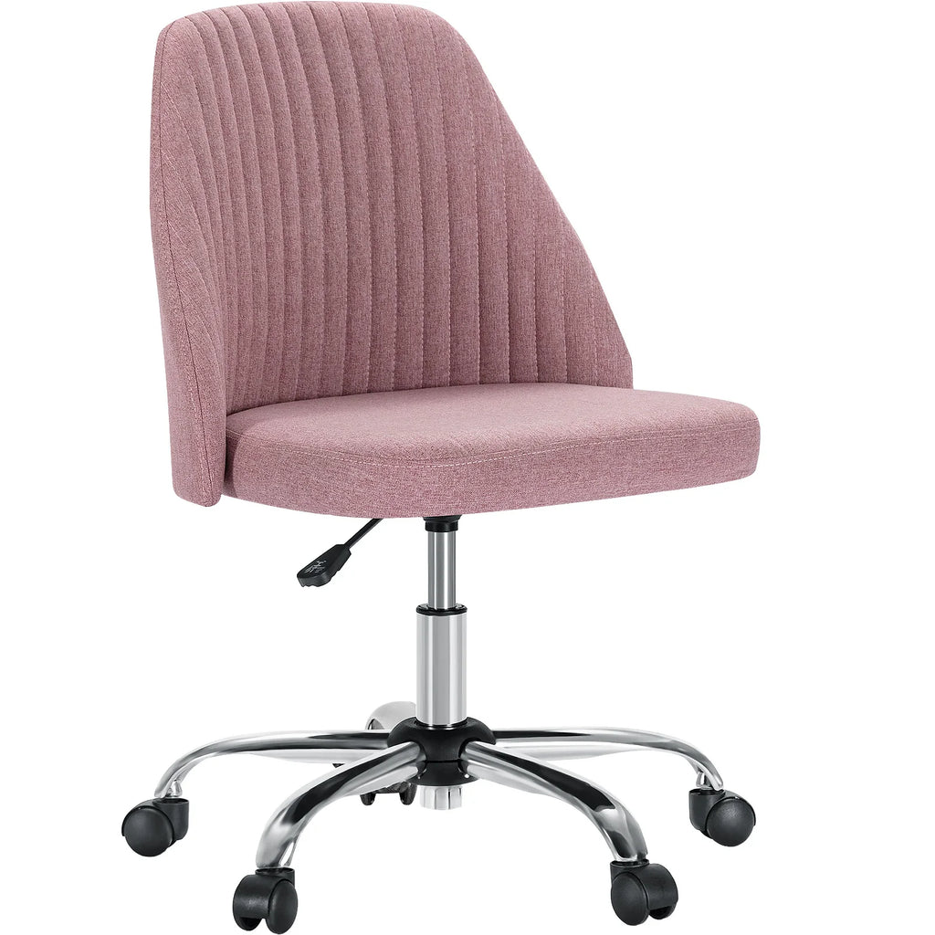 Armless Small Desk Office Chair Cute Vanity Swivel Chair with Back Modern Fabric with Wheels Swivel Task Home Gaming Chair