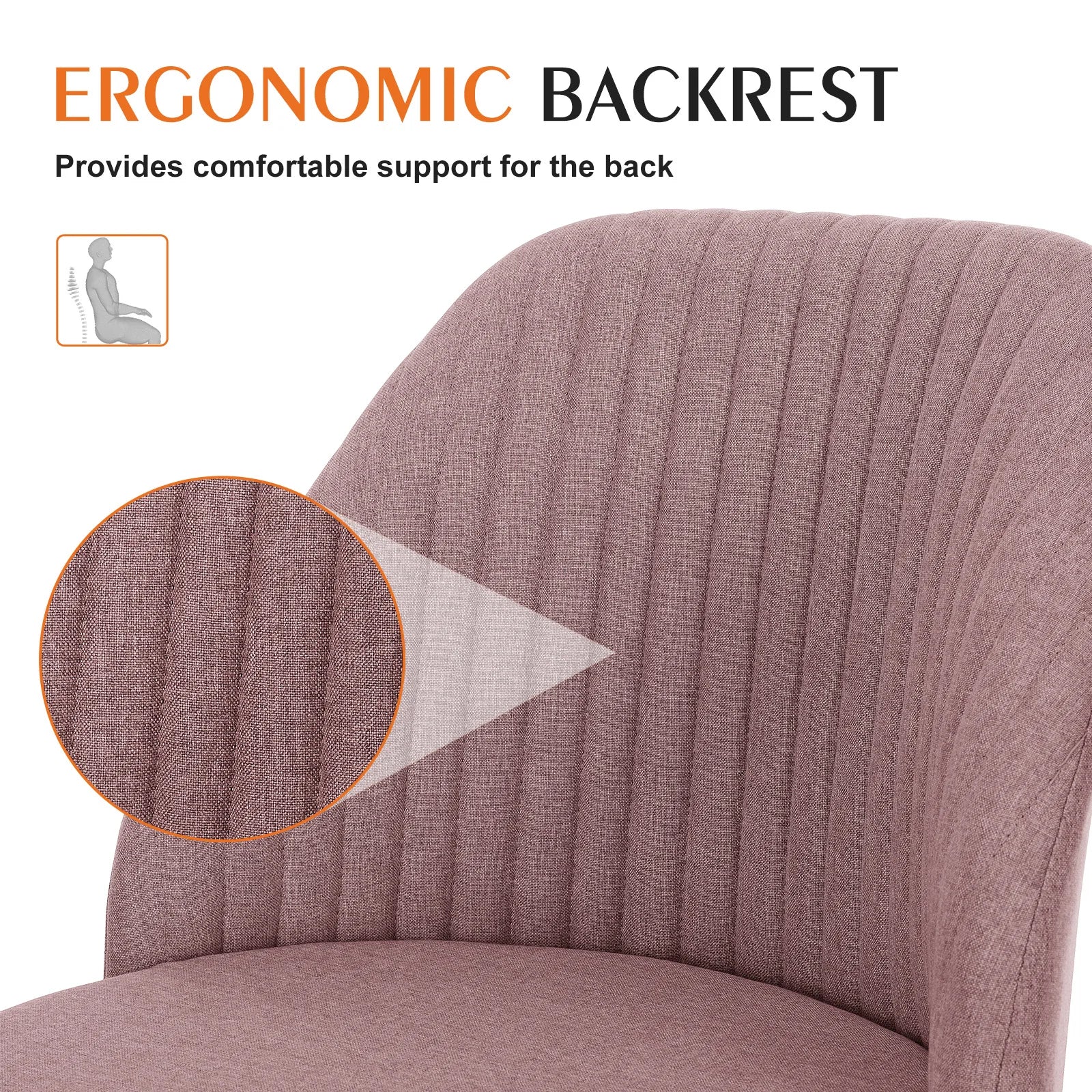 Armless Small Desk Office Chair Cute Vanity Swivel Chair with Back Modern Fabric with Wheels Swivel Task Home Gaming Chair