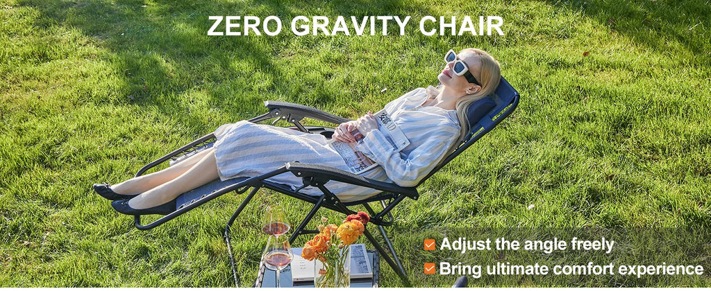 Set of 2 Zero Gravity Recliner Chair – Folding Portable Lounge for Camping, Patio & Outdoor Garden with Cup Holder Tray & Removable Cushion
