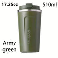 Coffee travel cup, leak proof stainless steel reusable thermos, matte surface - long-lasting thermal insulation