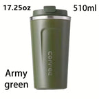 Coffee travel cup, leak proof stainless steel reusable thermos, matte surface - long-lasting thermal insulation