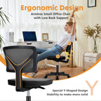 Mesh with Lumbar Support Armless Office Chair Low Back with Wheels Adjustable Height 360° Rolling Swivel Computer Chair
