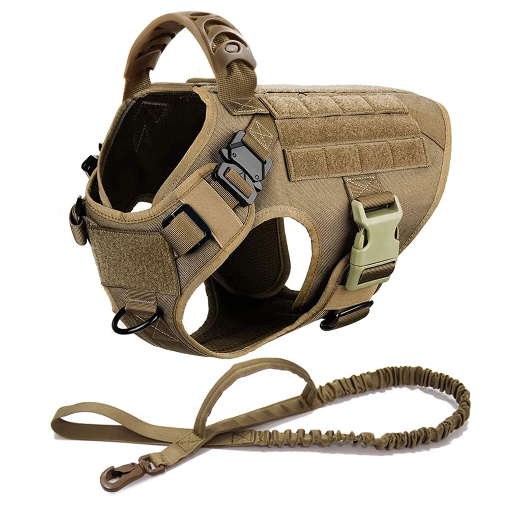 Heavy-Duty Tactical No-Pull Harness with Quick Release Buckles, Front and Back D-Rings with Optional Accessories