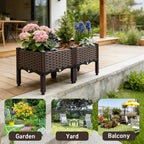 2 Garden/Balcony/Outdoor Patio Planting Box with Bracket Vegetable Flower Planting Raised Container Home Courtyard Plant Planter
