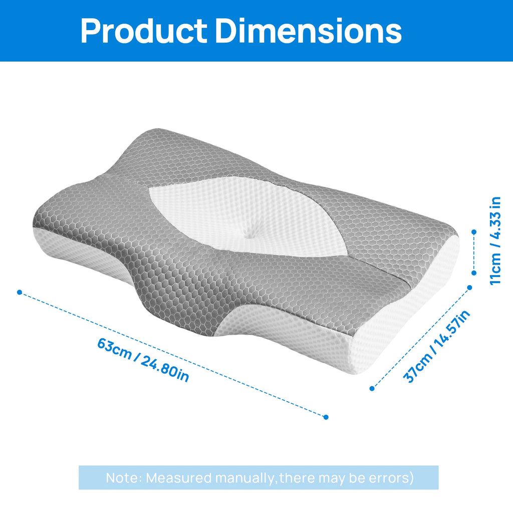 Cervical Neck Double Sided Pillow Memory Foam Ventilated Cooling Ergonomic Bed Pillow Support Contour for Stomach Sleepers