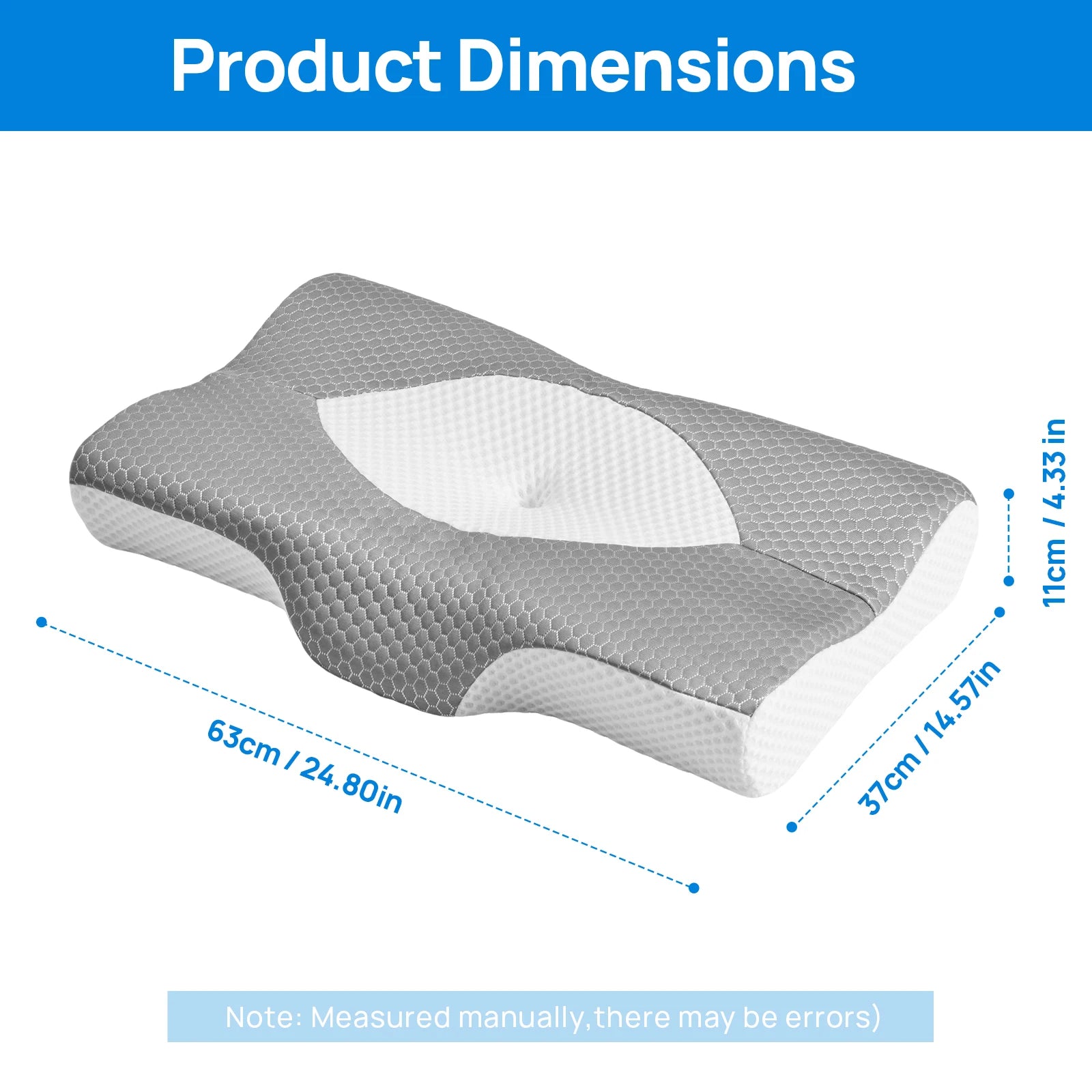 Cervical Neck Double Sided Pillow Memory Foam Ventilated Cooling Ergonomic Bed Pillow Support Contour for Stomach Sleepers