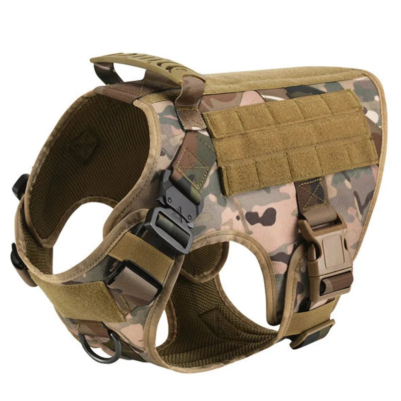 Heavy-Duty Tactical No-Pull Harness with Quick Release Buckles, Front and Back D-Rings with Optional Accessories