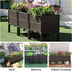 3pcs Vegetable Flower Raised Garden Container with Legs Elevated Planter Boxe withDrain Outlet for Indoor/Outdoor/Garden/Balcony