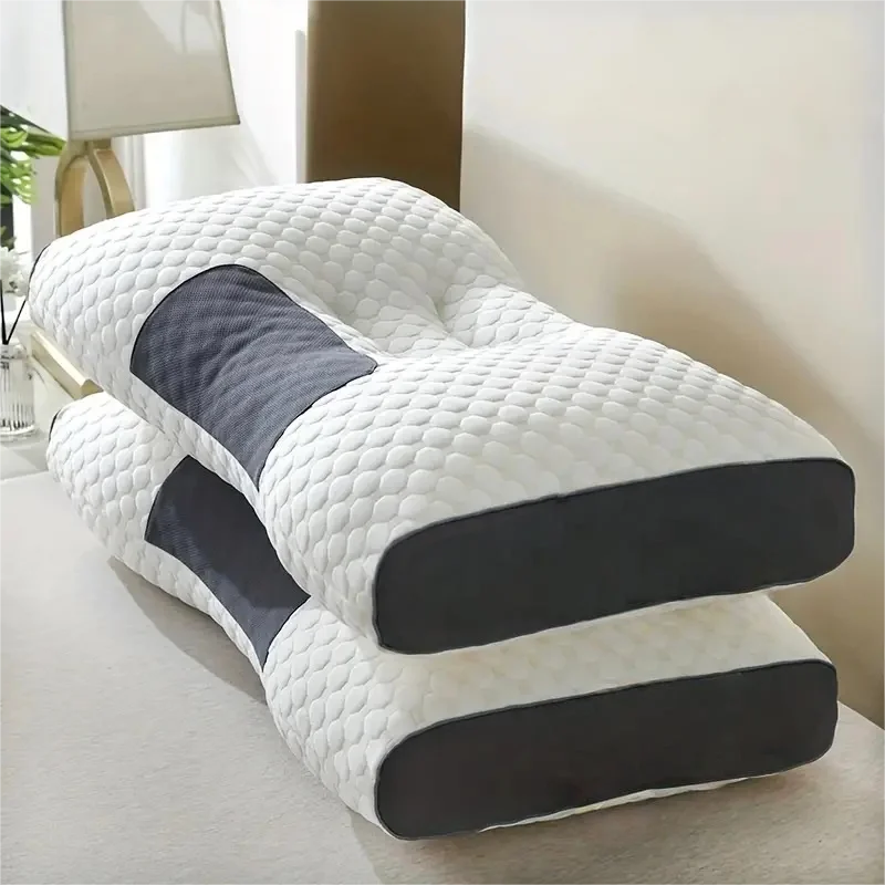2pcs Massage Neck Pillows Adjustable Ergonomic Orthopedic Contour Support, All-Season Sleeping Comfort
