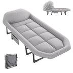 Adjustable Folding Camping Bed with Mattress  Lightweight Camping Cot with Carry Bag 6 Angle Foldable Camping Bed for Camp Outdoor Supports 450 lbs