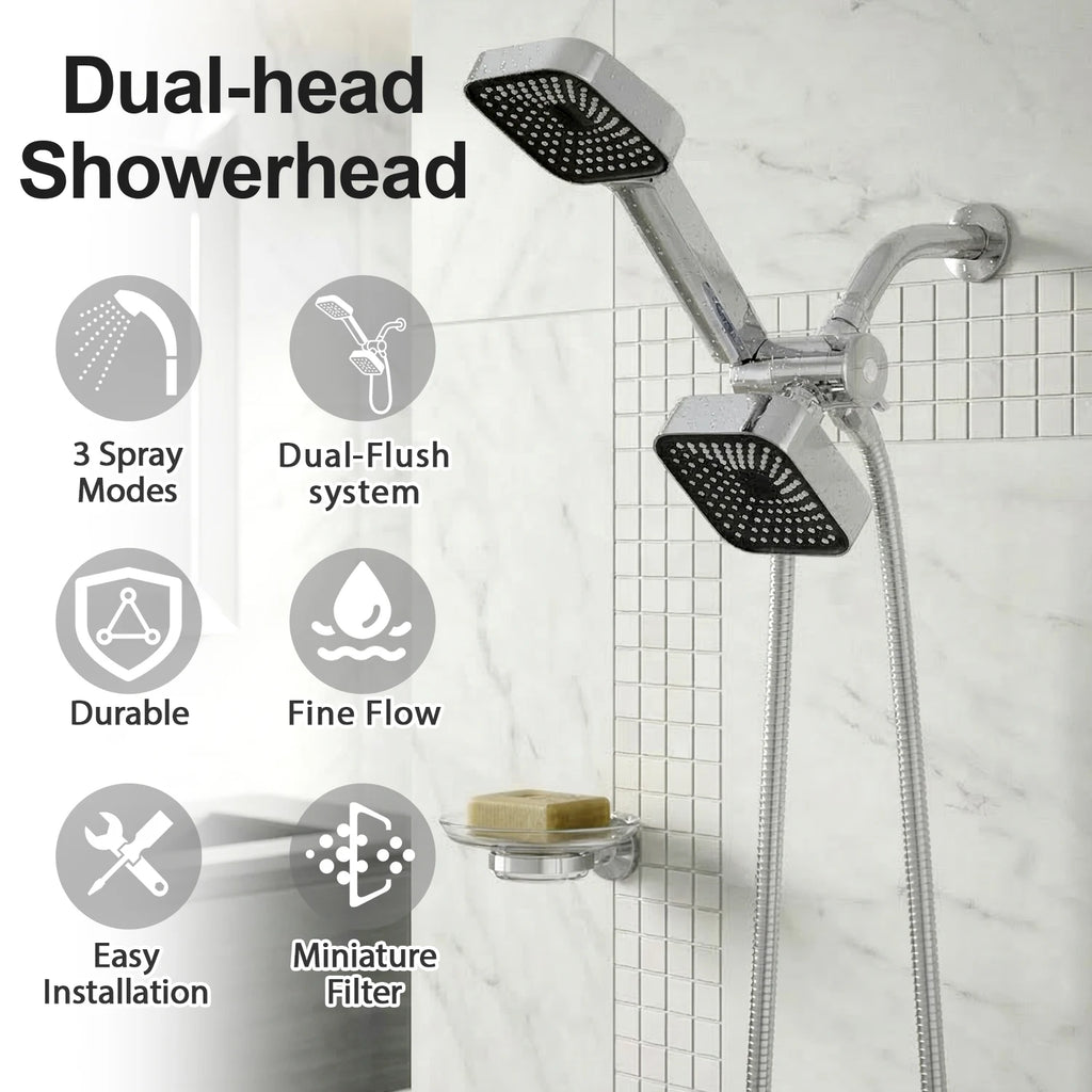 2-in-1 High Flow Rainfall and Handheld Shower Headset