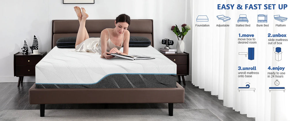 Hcore Queen Size Mattress, 8/10 Inch Medium Firm - Extra Firm Dual Sides Flippable Mattress