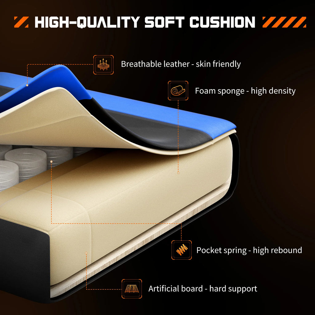 Ergonomic Racing Gaming Chair Adjustable Swivel PU Leather with Headrest and Lumbar Support For Office Computer Living Room