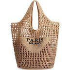 Straw Beach Bags for Women - Women Beach Handmade Woven Tote Bag, Summer Mesh Hollow Shoulder Bag for Holiday