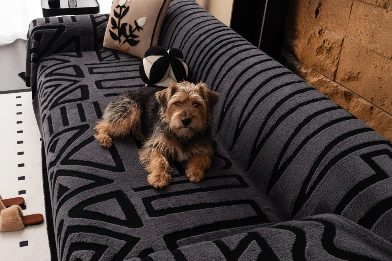 Bohemian Style Dog Sofa Protector, Vintage Interlaced Comfortable Sofa Blanket