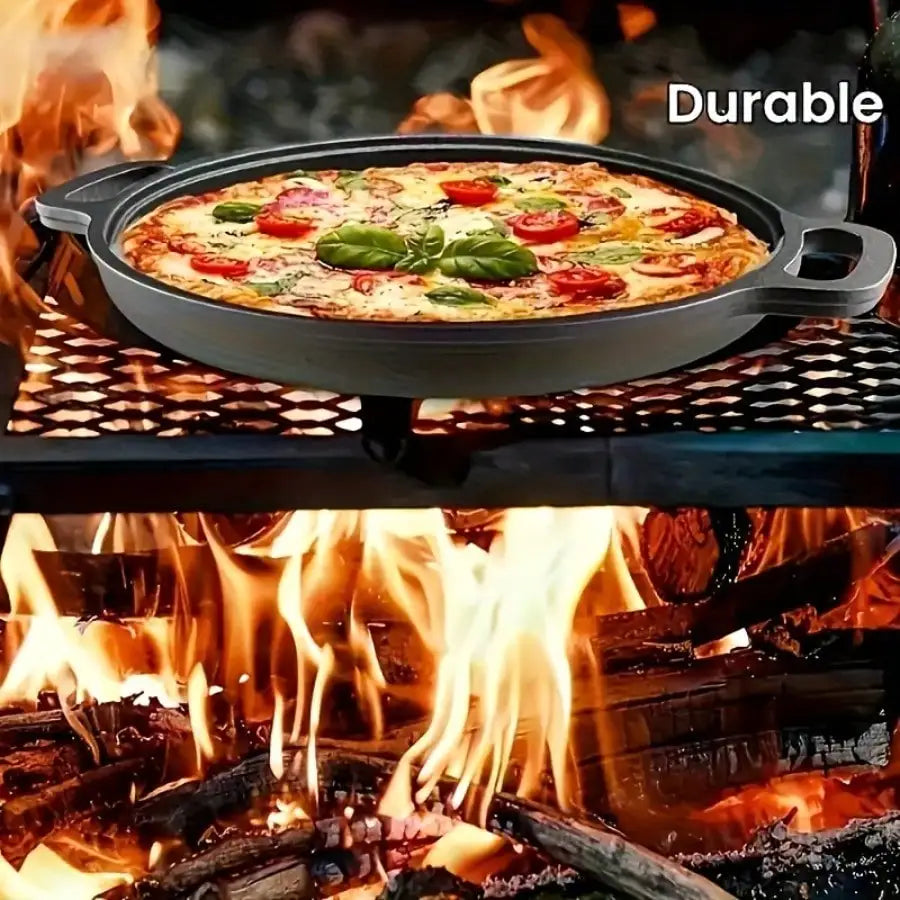 Multifunctional Cast Iron Skillet — Non-Stick Design, Ideal for Pizza, Grilling, and Pancakes (11 inch) — Compatible with All Stove Types