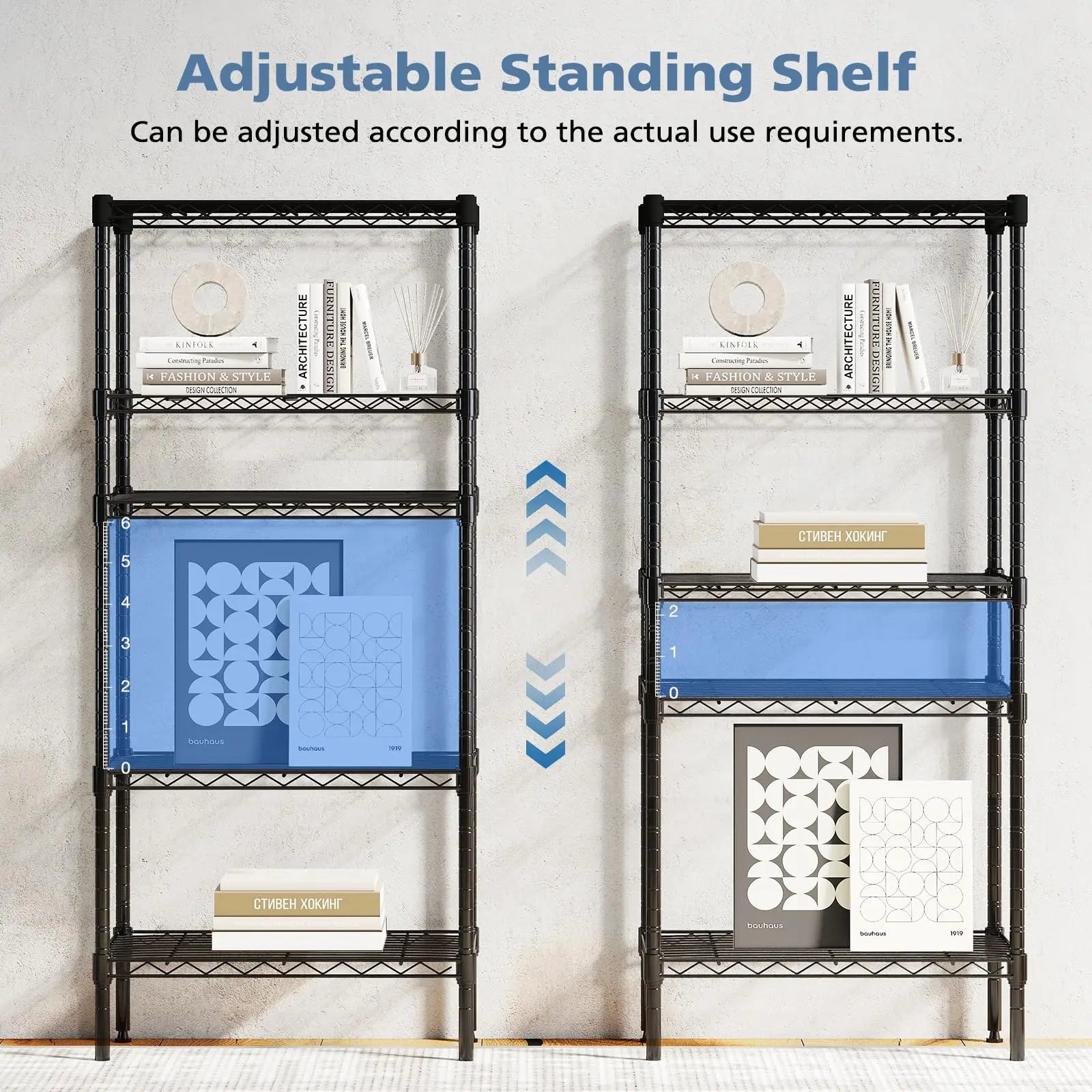 3-5 Tier Metal Wire Storage Shelves Adjustable Storage Racks Heavy Duty Standing Shelf Organizer for Living Room and Kitchen