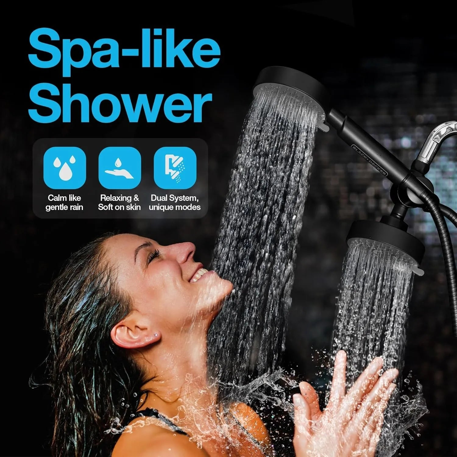 2-in-1 Black Shower Head with Handheld Sprayer Combo