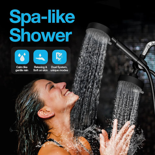 2-in-1 Black Shower Head with Handheld Sprayer Combo