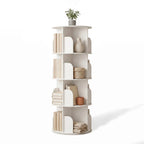JHK 3-4 Tier Rotating Storage Bookshelf 360° Display Revolving Bookcase  Freestanding Vertical Corner Book Shelf for Bedroom Living Room