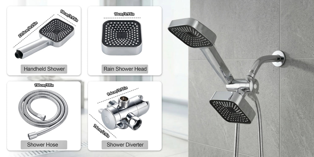 2-in-1 High Flow Rainfall and Handheld Shower Headset