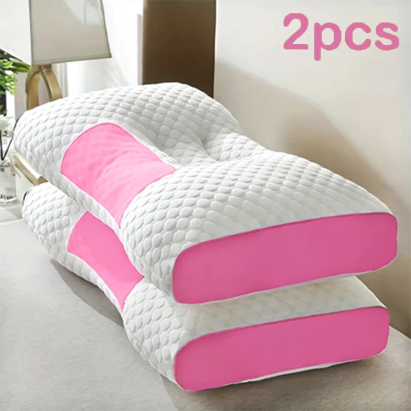 2pcs Massage Neck Pillows Adjustable Ergonomic Orthopedic Contour Support, All-Season Sleeping Comfort