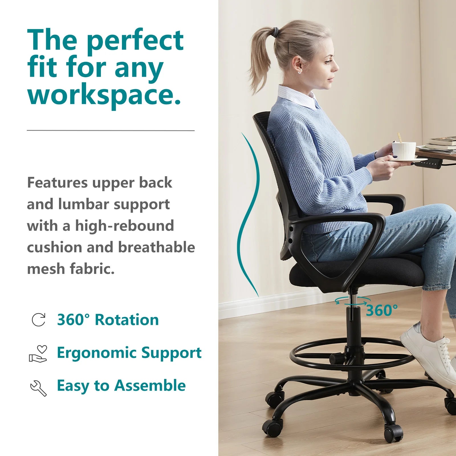 Ergonomic Mesh Backrest Office Desk Chair Adjustable Height Computer Rolling Work Swivel Gaming Chairs With Wheels For Home