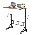 Adjustable Height Mobile Desk with Locking Wheels & Pin-Lock Portable Heavy-Duty Computer Desk Laptop Workstation for Walking Pad Treadmill Home Office