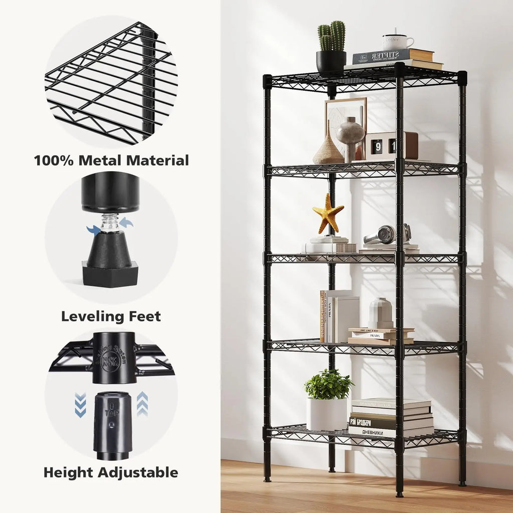 3-5 Tier Metal Wire Storage Shelves Adjustable Storage Racks Heavy Duty Standing Shelf Organizer for Living Room and Kitchen