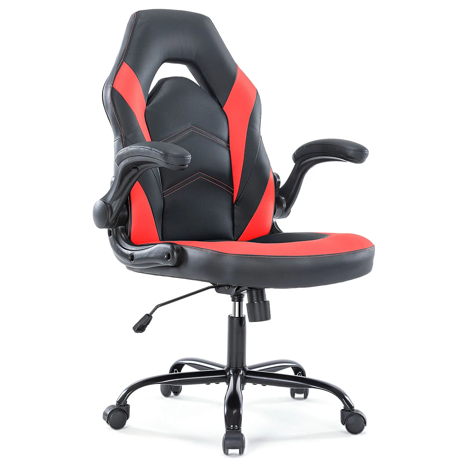 Ergonomic Office Computer Home Gaming Desk Chair Adjustable PU Leather Racing Chair Flip-up Armrest