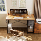47IN Computer Desk with 2 Drawers For Study Office Gaming Wood Table with Adjustable Position Drawers Modern Work Table