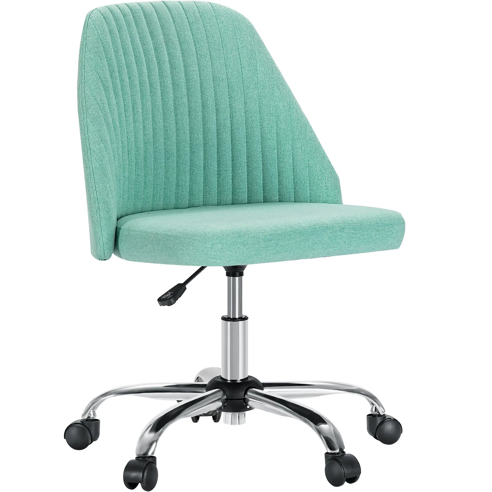 Armless Small Desk Office Chair Cute Vanity Swivel Chair with Back Modern Fabric with Wheels Swivel Task Home Gaming Chair