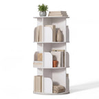 JHK 3-4 Tier Rotating Storage Bookshelf 360° Display Revolving Bookcase  Freestanding Vertical Corner Book Shelf for Bedroom Living Room