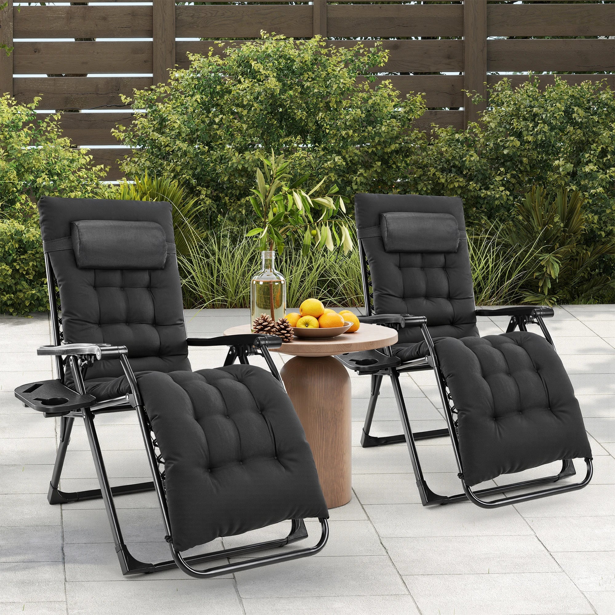 Zero Gravity Recliner Chair – Folding Portable Lounge for Camping, Patio & Outdoor Garden with Cup Holder Tray & Removable Cushion