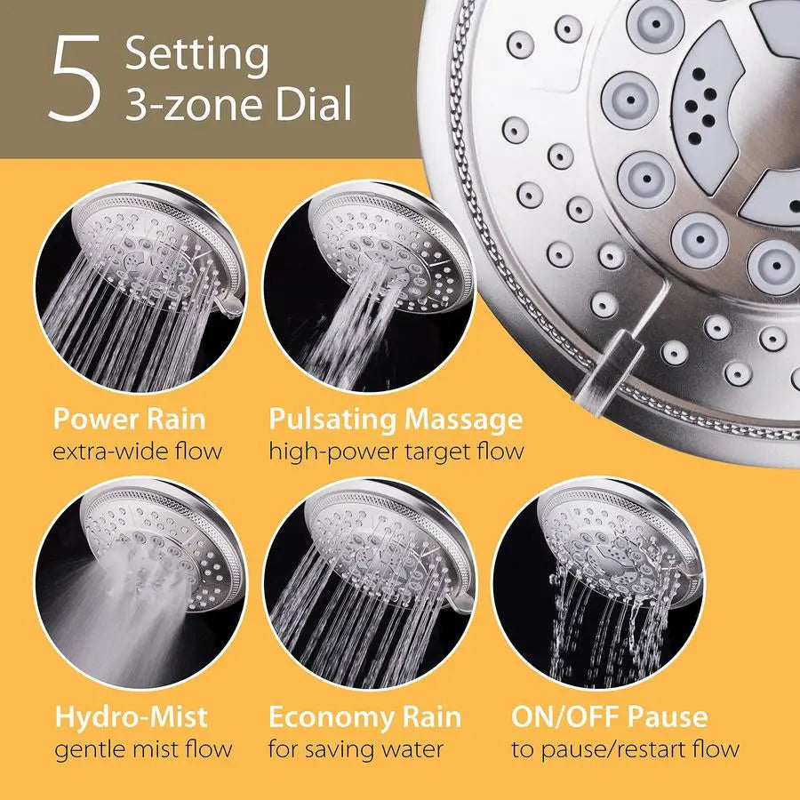 Handheld Showerhead Rain Shower Combo. Dual 2 in 1 Shower System