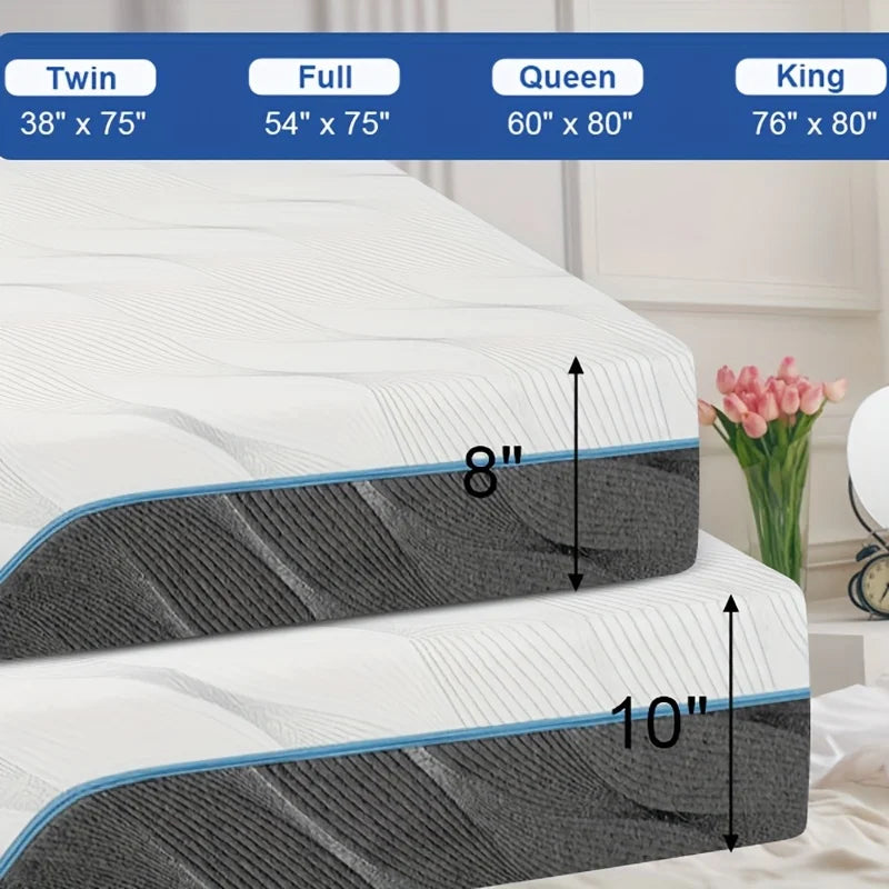 Hcore Queen Size Mattress, 8/10 Inch Medium Firm - Extra Firm Dual Sides Flippable Mattress