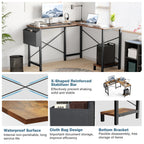 Gaming Corner 50 Inch Office Writing PC Wooden Table with CPU Storage Shelf & Side Bag for Home Office Bedroom