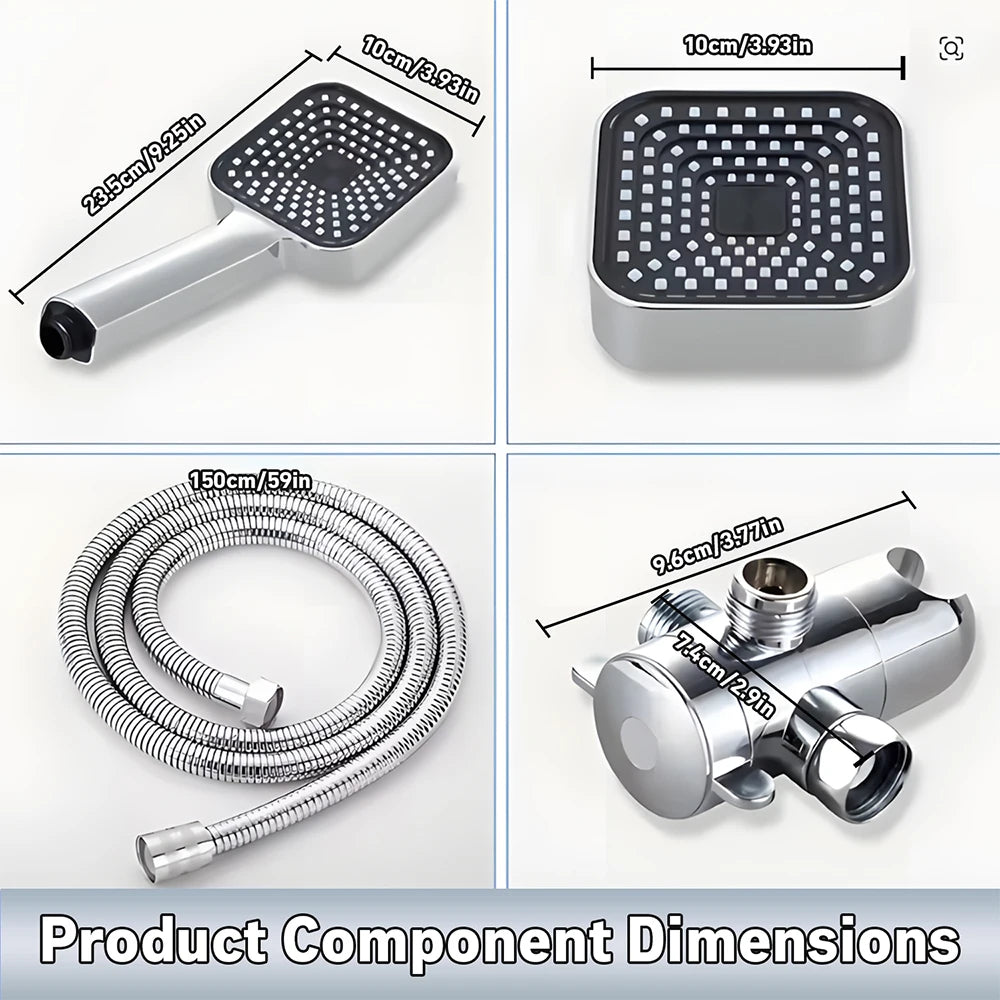 A High-Flow Large Nozzle and Handheld Shower Head, Two-In-One Shower Set, Shower Long Hose, Three-Way Water Distributor Bathroom