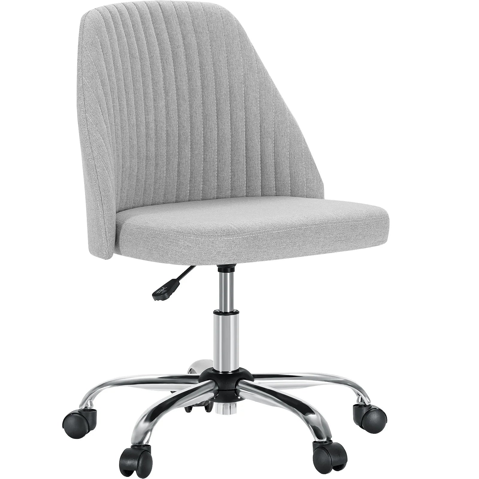 Armless Small Desk Office Chair Cute Vanity Swivel Chair with Back Modern Fabric with Wheels Swivel Task Home Gaming Chair