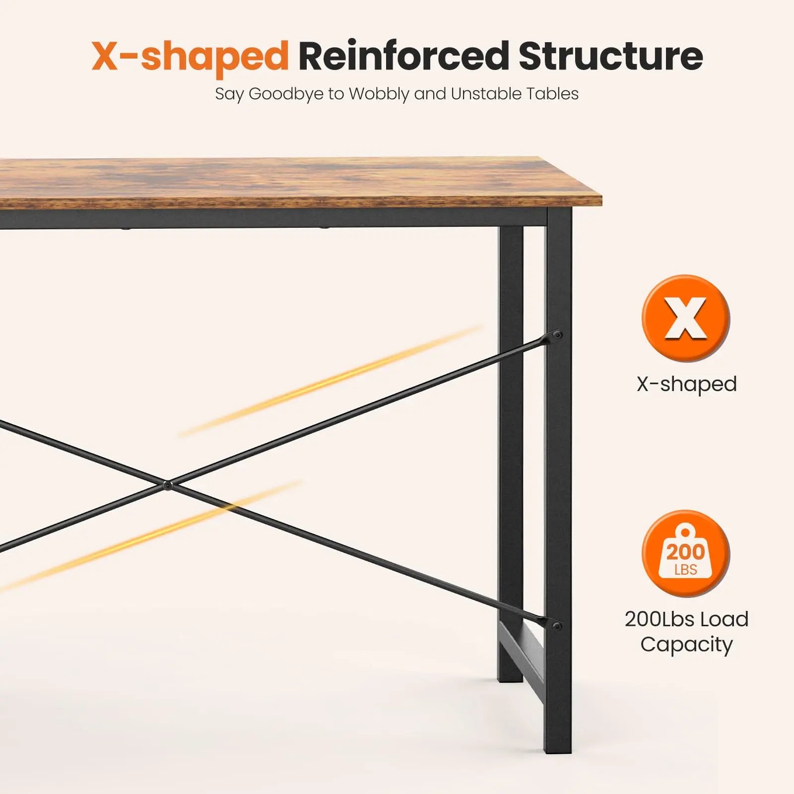 47IN Computer Desk with 2 Drawers For Study Office Gaming Wood Table with Adjustable Position Drawers Modern Work Table