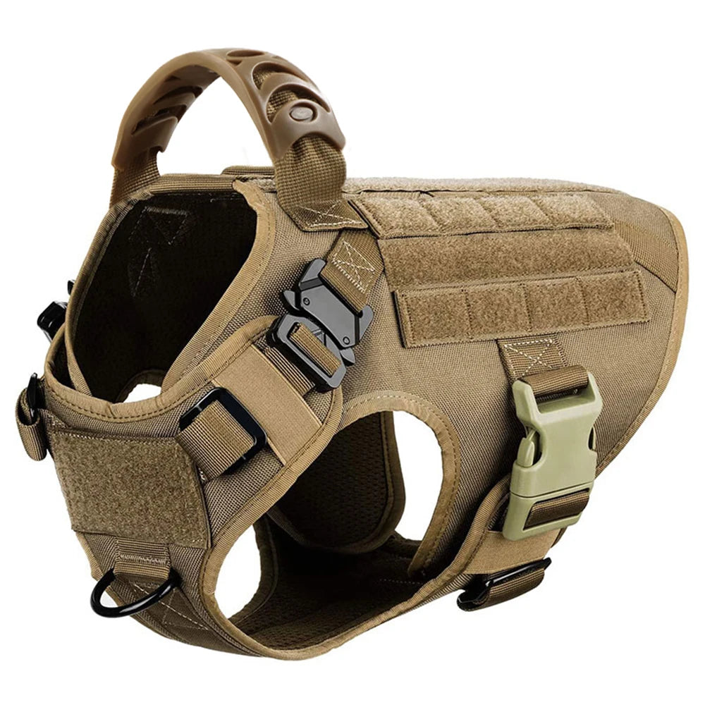 Heavy-Duty Tactical No-Pull Harness with Quick Release Buckles, Front and Back D-Rings with Optional Accessories