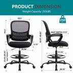 Ergonomic Mesh Backrest Office Desk Chair Adjustable Height Computer Rolling Work Swivel Gaming Chairs With Wheels For Home