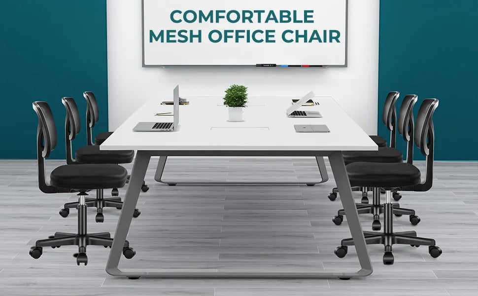 Mesh with Lumbar Support Armless Office Chair Low Back with Wheels Adjustable Height 360° Rolling Swivel Computer Chair