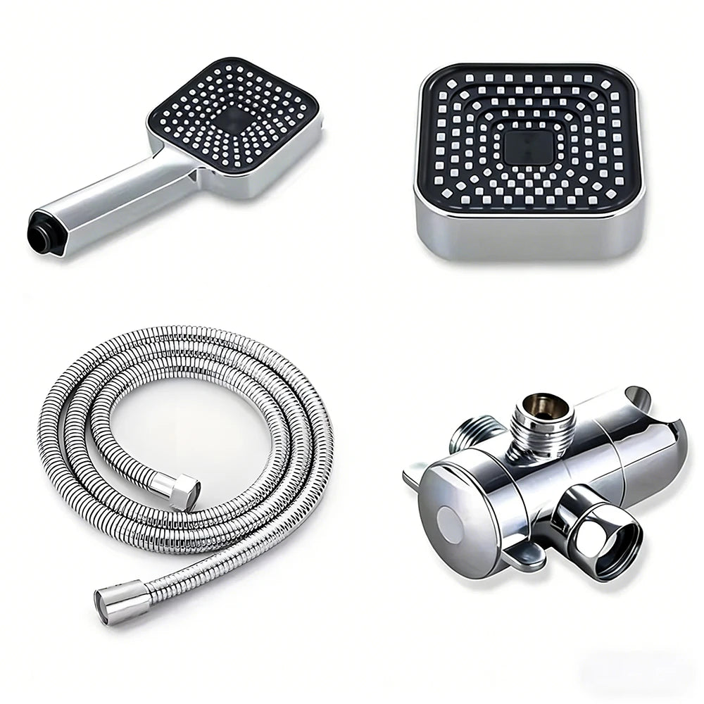 A High-Flow Large Nozzle and Handheld Shower Head, Two-In-One Shower Set, Shower Long Hose, Three-Way Water Distributor Bathroom