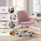 Armless Small Desk Office Chair Cute Vanity Swivel Chair with Back Modern Fabric with Wheels Swivel Task Home Gaming Chair