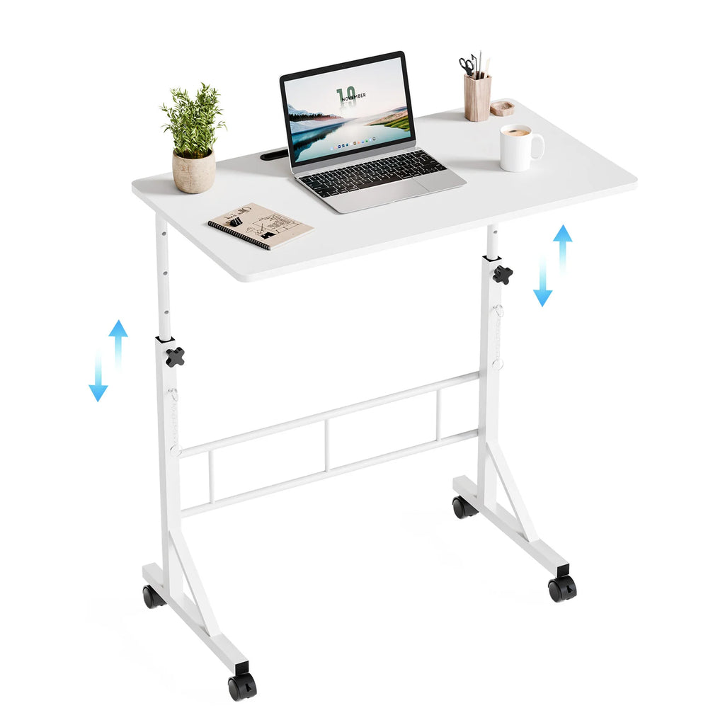 Adjustable Height Mobile Desk with Locking Wheels & Pin-Lock Portable Heavy-Duty Computer Desk Laptop Workstation for Walking Pad Treadmill Home Office