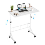 Adjustable Height Mobile Desk with Locking Wheels & Pin-Lock Portable Heavy-Duty Computer Desk Laptop Workstation for Walking Pad Treadmill Home Office
