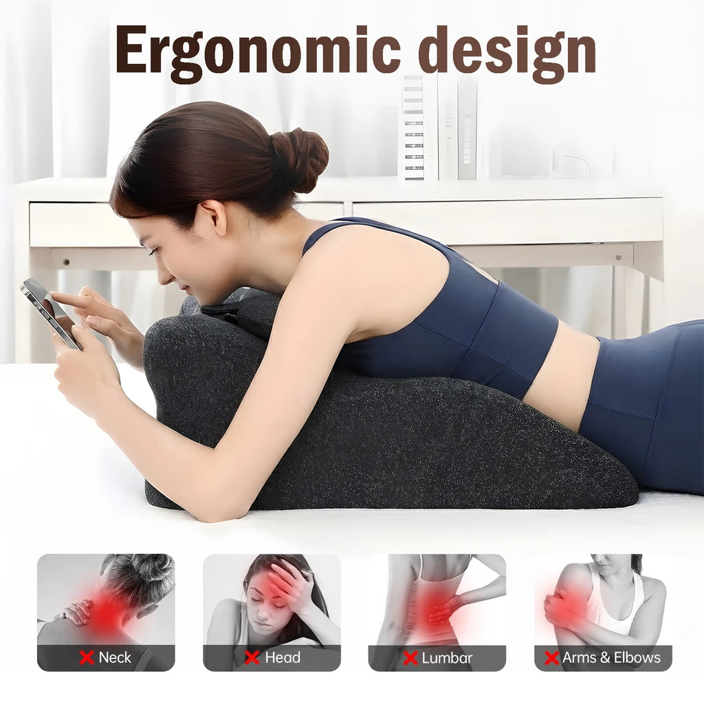 Ergonomic Memory Foam Wedge Pillow, 27° Angled Support for Neck and Waist, Multi-Position Support Pillow (Deep Grey)