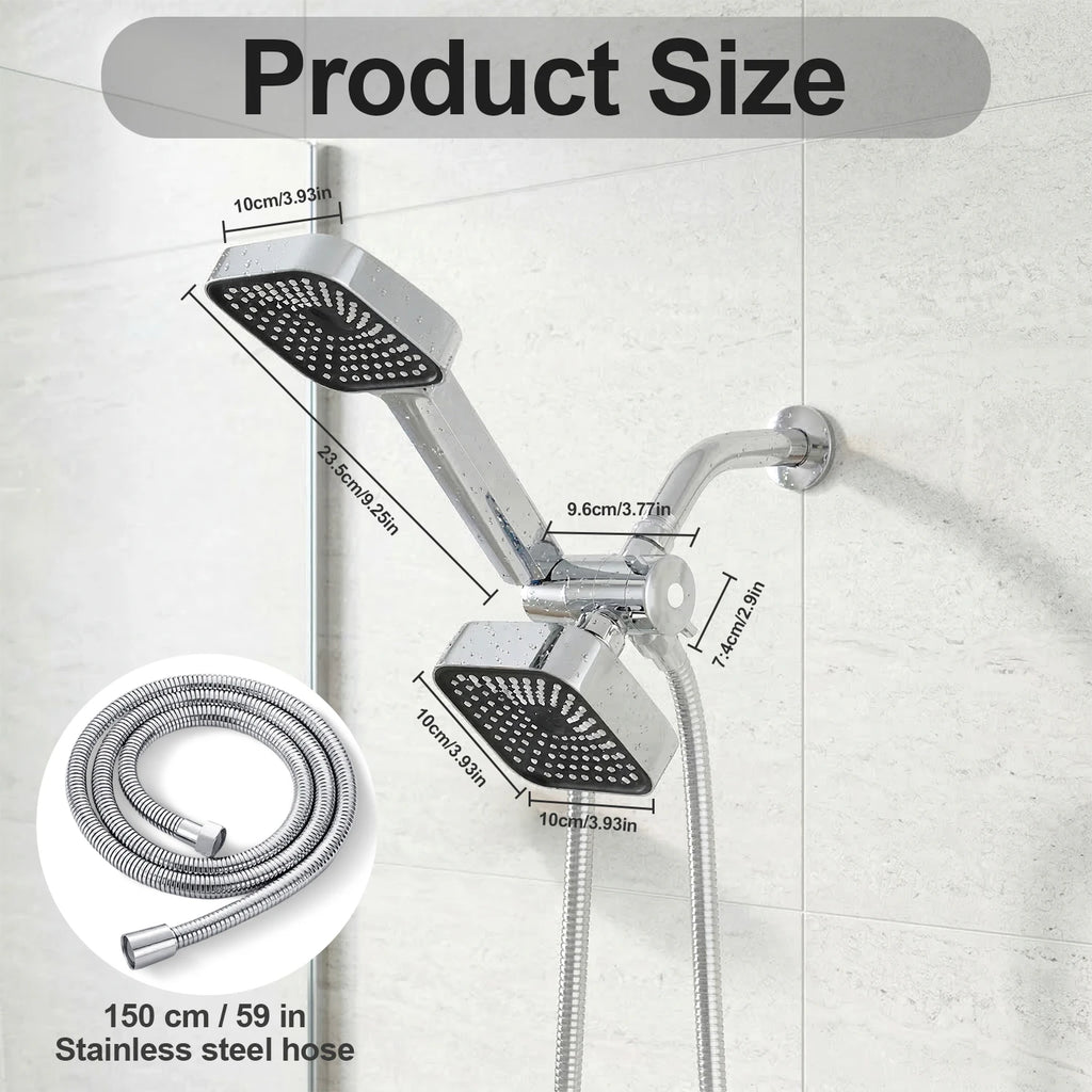 2-in-1 High Flow Rainfall and Handheld Shower Headset